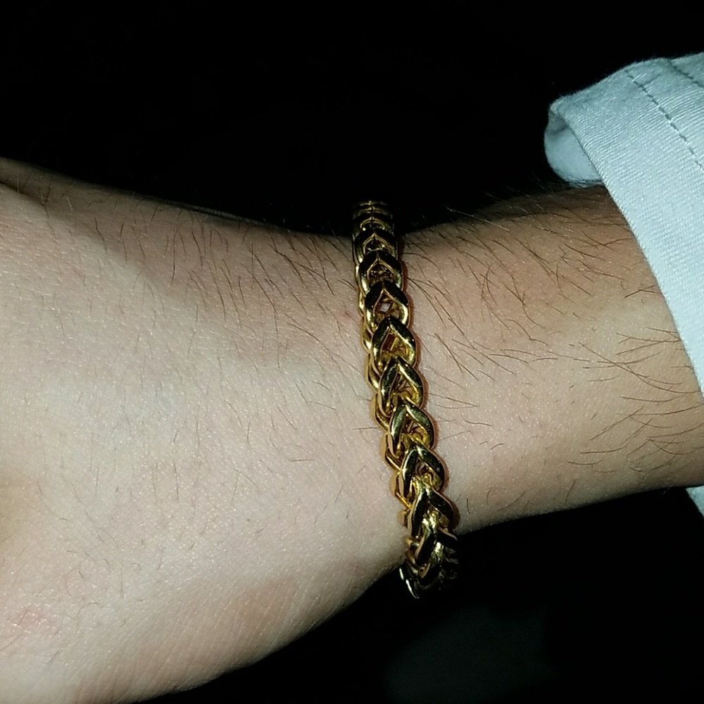 NEW! Men's "18k Gold" Chain Link Bracelet - Picture 4 of 5